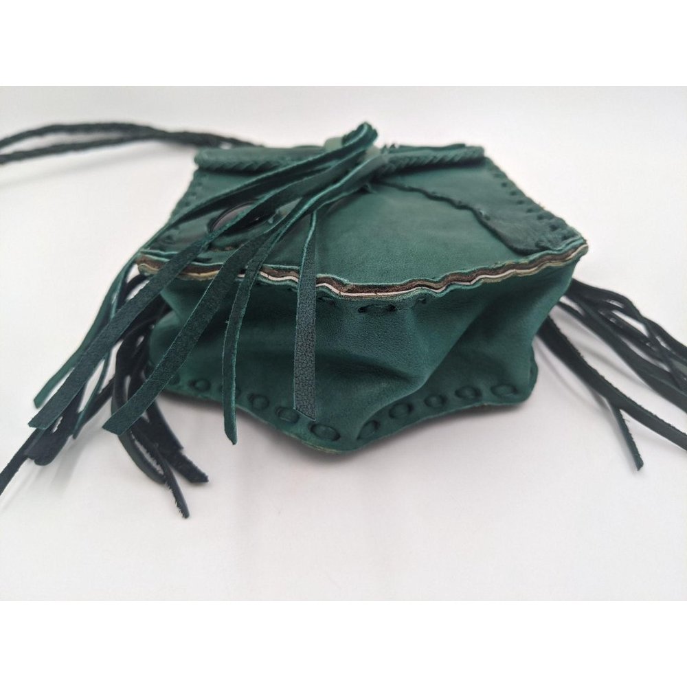 Handmade women's boho leather pouch festival bag - Picture 6 of 13